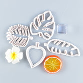 4Pcs/Set Tropical Leaves Mold Reusable Cake Decoration DIY Baking Tool White Kitchen Cutter Molds Plastic 3D Handmade Mould
